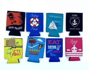 8 Nautical Themed Neoprene Collapsible Can Coolies - Picture 1 of 2