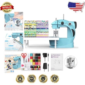 Portable Sewing Machine with Finger Guard & 20pcs Fabric Squares for Beginners - Imagen 1 de 11