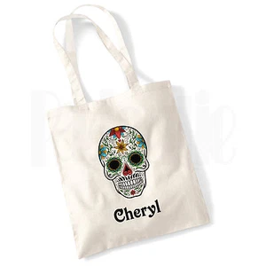 Personalised 'Skull #CHBLVI' Canvas Tote Bag GIFT FOR GIRLS LADIES WOMEN - Picture 1 of 1