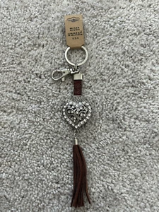 Most Wanted Brown Leather Heart Shape Keychain Bag Pendant NWT - Picture 1 of 3
