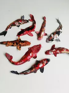 Feng Shui koi fish 8 Pieces Set Large Handmade Embroidered Patches with sequins - Picture 1 of 5