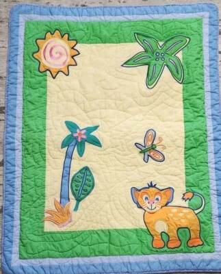 Disney Lion King Baby Comforter Quilt 3D Jungle Print Crib Simba Clean 41x33 Sof - Image 1 of 4