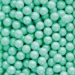 BB 12/24 7mm Turquoise Edible Pearls Sugar Balls Aqua Green Cake Decor Cupcake - Picture 1 of 1