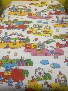Vintage 1983 Hello Kitty Sanrio Circus Fair Twin Decke Laken Bettdecke - Bild 1 von 13