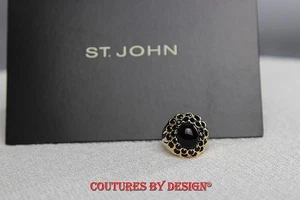 Anillo de cóctel de diseñador con cúpula dorada St John con cabujón negro nuevo con etiquetas 8,0 precio de venta sugerido por el fabricante 190 USD - Imagen 1 de 2