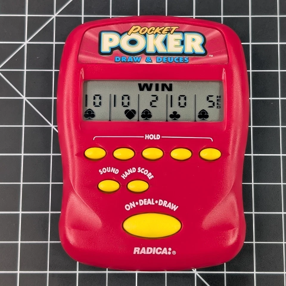 Radica Pocket Poker Draw and Deuces 1997 juego electrónico portátil probado funciona Foto 1 de 4