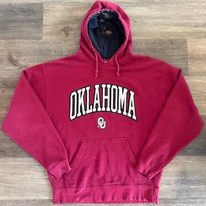 VTG Distressed J America University of Oklahoma Collegiate Hoodie Sweatshirt Red - Picture 1 of 9