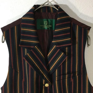 Vintage 90s Striped pattern Vest Waistcoat multicolor used in JAPAN Size M - Picture 1 of 13