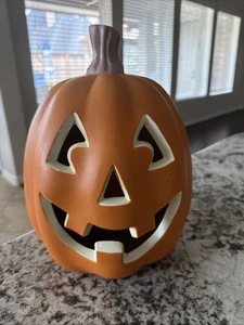 Große 12 Zoll Gemmy leuchtende glückliche Kürbis Jack O Laterne Halloween funktioniert - Bild 1 von 6