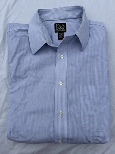 Men’s Jos A Bank Long Sleeve Blue Striped Dress Shirt Sz 16-32 Tailored Fit - Picture 1 of 7