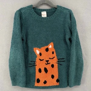 Suéter Pullover Hanna Andersson Malvavisco Niños 6-7 Gato Verde Acogedor Cálido - Imagen 1 de 9
