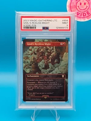 PSA 9 - 2023 MAGIC THE GATHERING LTC, 494 GIMLI'S RECKLESS MIGHT SCENE-FOIL - Image 1 of 2
