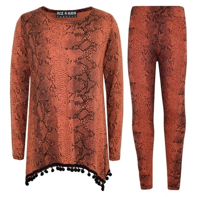 Niños Niñas Traje de Salón Estampado de Serpiente Joggsuit Parte Superior Inferior Ropa de Salón Chándal 2-13 Foto 1 de 3