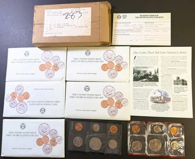 1989 Mint Sets-Uncirculated-Complete Philadelphia & Denver OGP & COA-5 Sets - Image 1 of 3