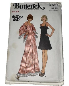 Butterick 3730 Boho Festival Sundress & Shawl 70s Pattern Size 10 CUT - Picture 1 of 2
