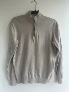 Arne 1/4 Zip Jumper Pale Taupe 100% Cotton Mens Size Medium Top Pullover Sweater - Picture 1 of 4