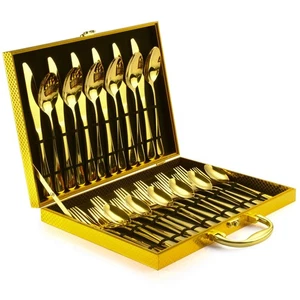 30-Piece Gold Silverware Set, Gold Flatware Set for 6, Food-Stainless Steel C... - Picture 1 of 6