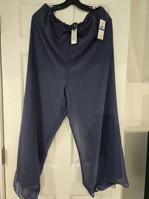 Pantalones Alex Evenings Para Mujer Azul Marino Lujo Gasa Pierna Ancha Elegantes Elegante Elegante Talla M Foto 1 de 4