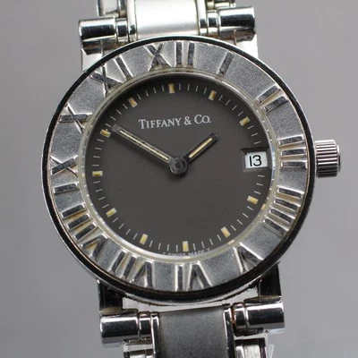 [EXC + 5] TIFFANY & Co. Atlas черный циферблат 25 мм Дата женские кварцевые часы Японии U449 - Изображение 1 из 4