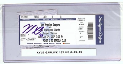 Kyle Garlick Signed Autographed Ticket Dodgers 1st HR 6/19/19 PSA RG15955 - Image 1 of 2