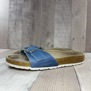 Birkenstock Madrid Mujer EU 37 I US 6-6.5 Una Correa Sandalia Cuero Sin Cordones Azul - Imagen 1 de 14