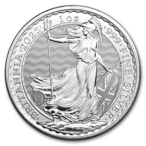 2025 U.K. 2 Pound 1 oz .999 Fine Silver King Charles Britannia BU - In Stock - Picture 1 of 2