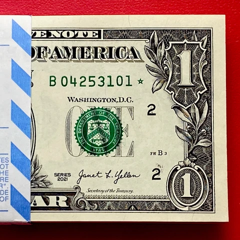 NEW 2021 ⭐️ STAR NOTE $1 DOLLAR BILL ( NEW YORK B ) UNCIRCULATED Cover