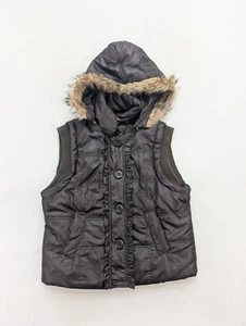 Dollhouse Women's Puffer Vest Size L Brown Removable Hood Y2K - Picture 1 of 13