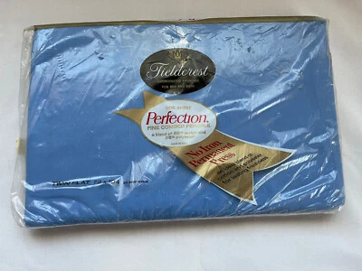 Vintage Fieldcrest Twin Flat Sheet Percale NIP Blue - Image 1 of 2