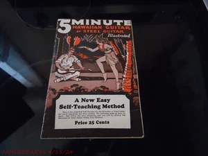 5 MINUTE HAWAIIAN OR STEEL GUITAR SELF-TEACH BOOK 1926 - Picture 1 of 2