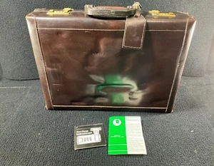 VINTAGE RENWICK MANITOBA STEER BOUVILLON LEATHER COMBO LOCK BRIEFCASE - Picture 1 of 17