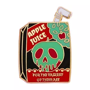 Snow White Poisoned Apple Juice Fairest of Them All 1.4" Lapel Enamel Pin NEW - Picture 1 of 2