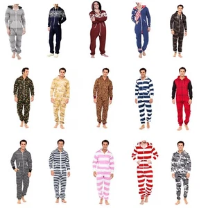 Herren Unisex Aztekenmuster 1Onesie Pyjama - Kapuze Reißverschluss Overall Nachtwäsche - Bild 1 von 66
