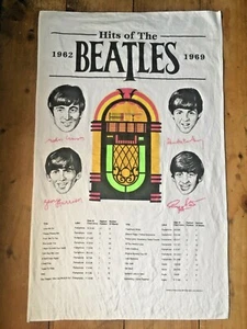 VINTAGE COLLECTABLE HITS OF THE BEATLES TEA TOWEL JUKE BOX IMPRESSIONS WALL ART - Picture 1 of 11