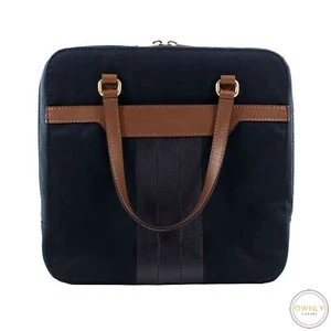 Brooks Brothers Black Fleece Thom Brown Blue Canvas Leather Mackintosh Bag - Picture 1 of 6