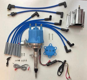 small cap CHEVY INLINE 6 Cylinder 235 BLUE HEI Distributor +60k Coil + Wires USA - Picture 1 of 19