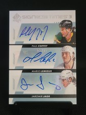 2022-23 SP Authentic Sign of the Times 3 Coffey, Lemieux, Jagr, Autographs 3/15
