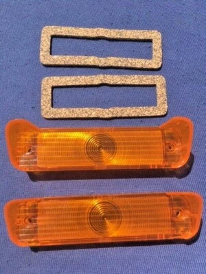 1967 Chevrolet Impala Caprice SS NEW AMBER Park Light Lamp Lens Pair Gaskets - Image 1 of 4