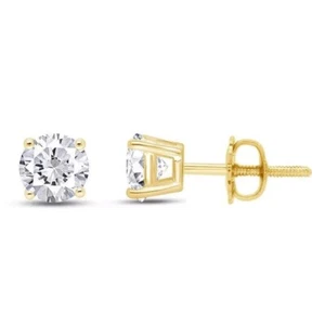 Diamond Stud Earrings 3Ct GIA Authentic Lab Grown Solitaire 14k Gold - Picture 1 of 10