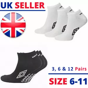 Men's Official Umbro Trainer Sports Socks Cotton Rich 3-12 Pairs UK Size 6-11 - Picture 1 of 7