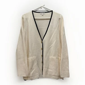 J Crew Giselle V-Ausschnitt Pullover Blazer Gr. M Kontrastbesatz elfenbein/schwarz maritim - Bild 1 von 7