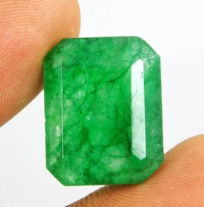 Certified 19.90 Ct Natural Colombian Green Emerald – Emerald Cut Loose Gemstone - Picture 1 of 7