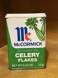 McCormick Celery Flakes spice tin with celery pictured vintage tin (c) 1979 - Picture 1 of 11