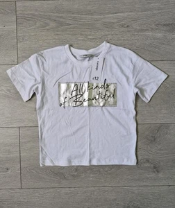 George girls t-shirt 5-6 years summer white silver - Picture 1 of 3