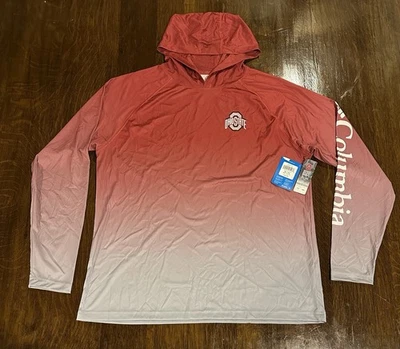 Ohio State Buckeyes Columbia PFG Hoodie XL Omni-Shade Fishing Long Sleeve Red - Image 1 of 4