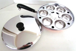 VINTAGE REVERE WARE PRE 1968 6 EGG POACHER PLUS 10" SKILLET AND LID - Picture 1 of 15