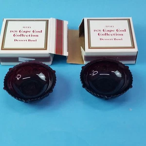 "Juego de 2 platos de fruta/postre/dulces Avon CAPE COD rojo rubí colección 5""" - Imagen 1 de 6