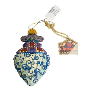 JIM SHORE Heartwood Creek Enesco Blue Swirl Deboss #118703 ornamento a forma di cuore - Foto 1 di 7