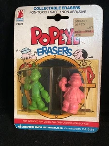 Vintage 1980 Diener Industries Popeye The Sailorman Whimpy Radiergummi Set versiegelt - Bild 1 von 2