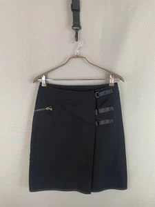 Prada Womens Midi Wrap Skirt Size S Black Nylon Y2K Straps - Picture 1 of 12